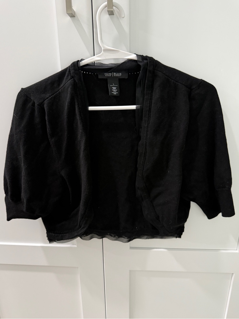 White House Black Market Black Knit Bolero Cropped Shrug size large